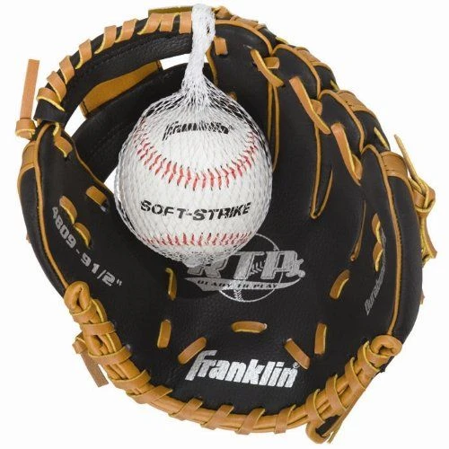 Franklin Black & Tan Baseball Glove With Ball 1 Franklin Black & Tan Baseball Glove With Ball